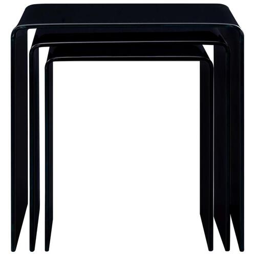 Indskudsbordsæt 42 x 42 x 41,5 cm hærdet glas sort marmoreffekt