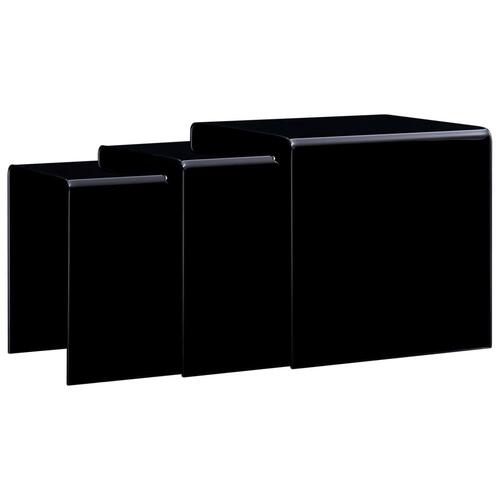 Indskudsbordsæt 42 x 42 x 41,5 cm hærdet glas sort marmoreffekt