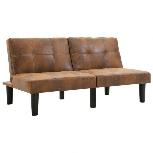 2-personers sofa imiteret ruskind brun