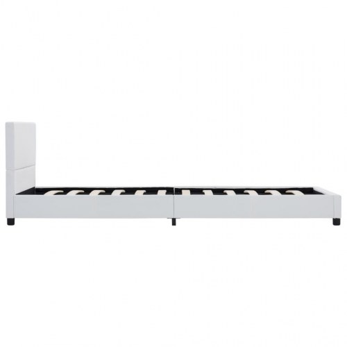 Sengestel 90x200 cm i hvidt kunstlæder med hovedgærde