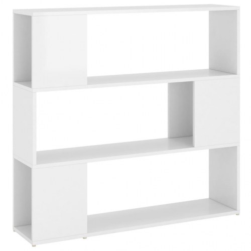 Bogskab og rumdeler 100 x 24 x 94 cm i konstrueret træ - hvid højglans