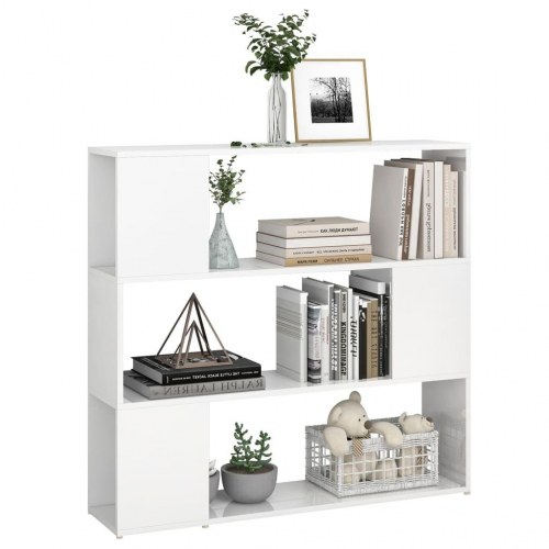 Bogskab og rumdeler 100 x 24 x 94 cm i konstrueret træ - hvid højglans