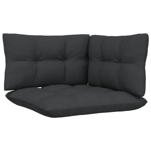 2-personers havesofa med hynder i sort massivt fyrretræ