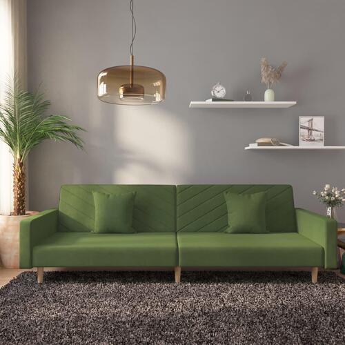 2-personers sovesofa med 2 puder fløjl mørkegrøn