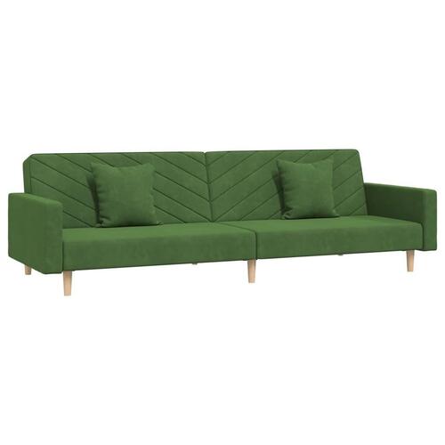 2-personers sovesofa med 2 puder fløjl mørkegrøn