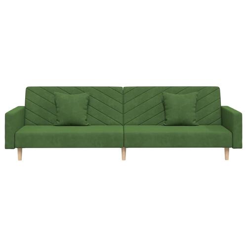2-personers sovesofa med 2 puder fløjl mørkegrøn