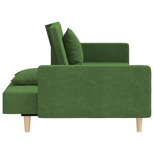 2-personers sovesofa med 2 puder fløjl mørkegrøn