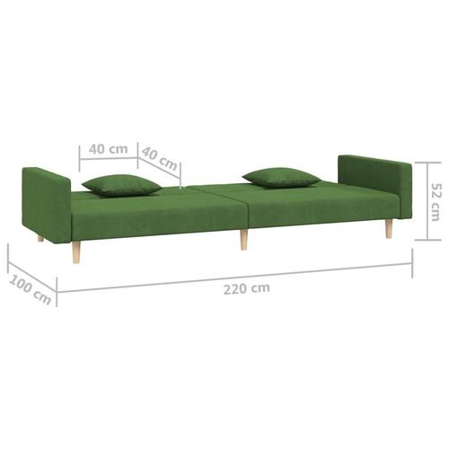 2-personers sovesofa med 2 puder fløjl mørkegrøn