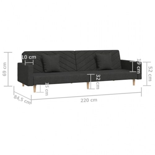 2-personers sovesofa med 2 puder stof sort