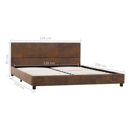 Sengestel 120x200 cm imiteret ruskind brun