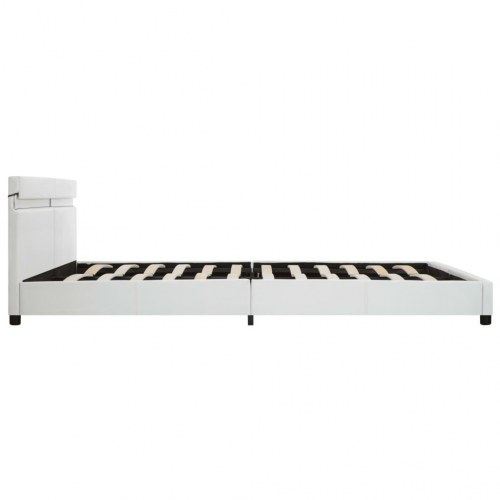 Sengestel med LED 180x200 cm kunstlæder hvid