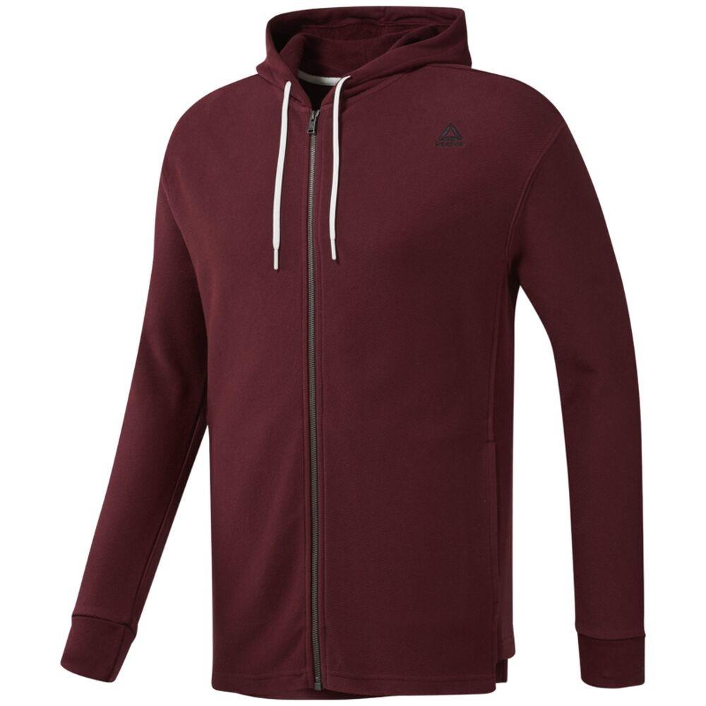 Hættetrøje Til Mænd Reebok Te Twill Fz Hoodie Ec079 Rødbrun