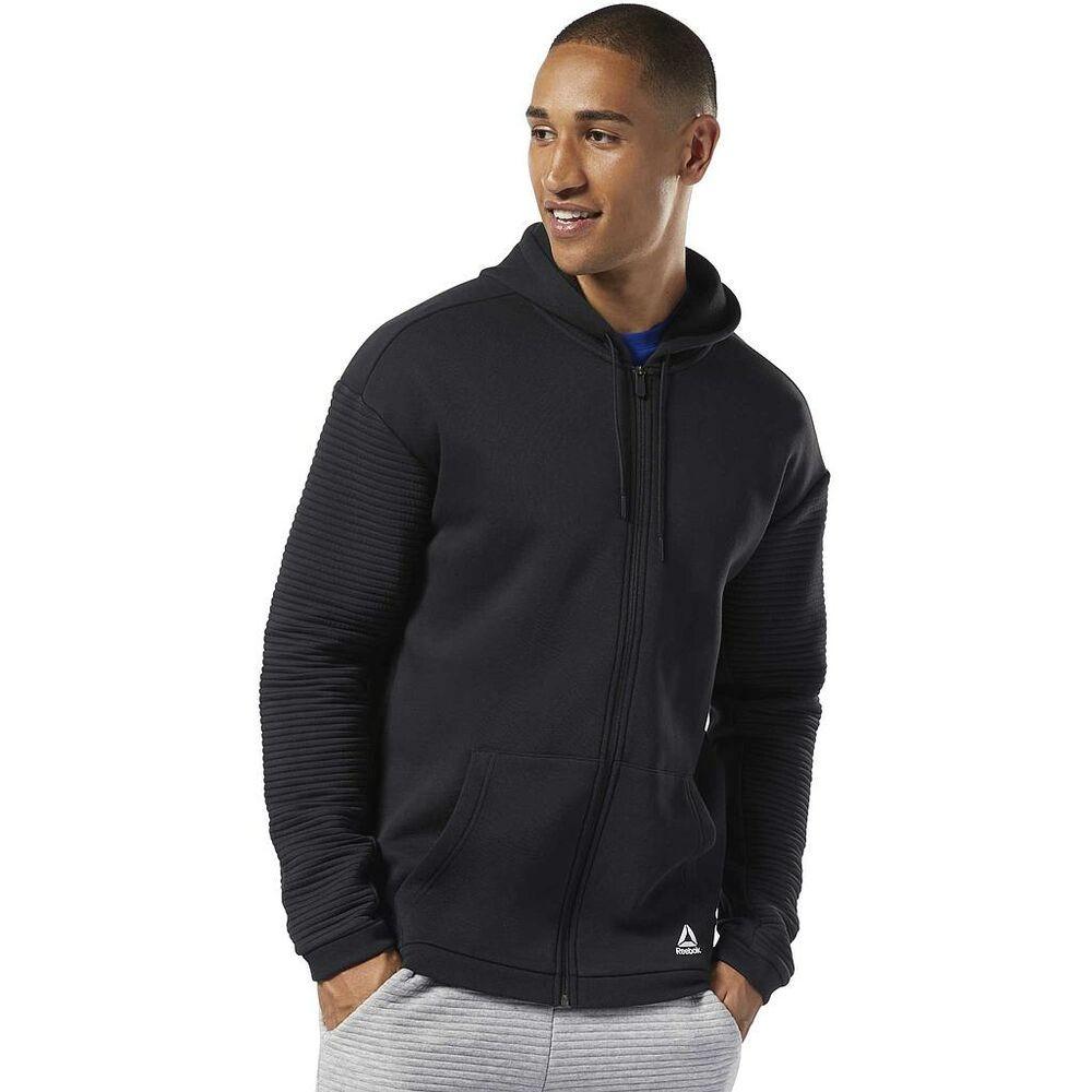 Hættetrøje Med Lynlås Til Mænd Reebok Wor Fleece Hood Ec0900 Sort