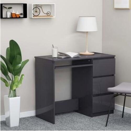 Skrivebord 90x45x76 cm spånplade højglans grå