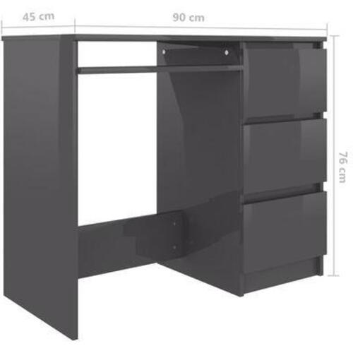 Skrivebord 90x45x76 cm spånplade højglans grå