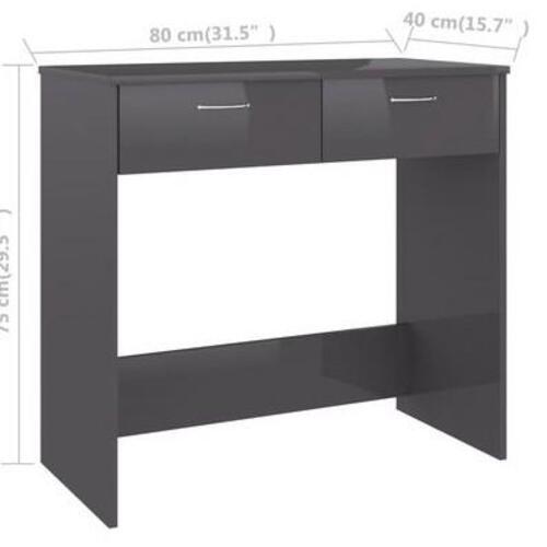 Skrivebord 80x40x75 cm konstrueret træ grå højglans