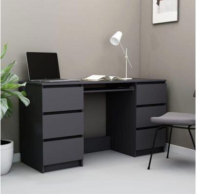 Skrivebord 140x50x77 cm konstrueret træ grå