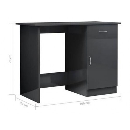 Skrivebord 100x50x76 cm konstrueret træ grå højglans