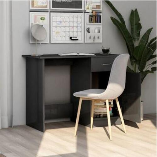Skrivebord 100x50x76 cm konstrueret træ grå højglans