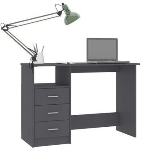 Skrivebord med skuffer 110x50x76 cm spånplade grå