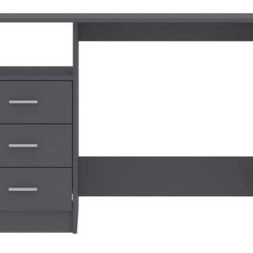 Skrivebord med skuffer 110x50x76 cm spånplade grå