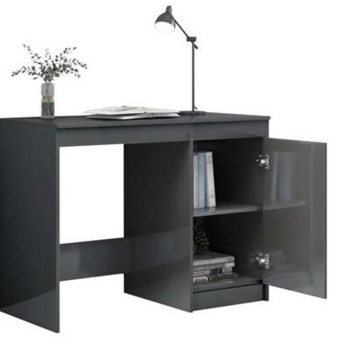 Skrivebord 100x50x76 cm konstrueret træ grå højglans