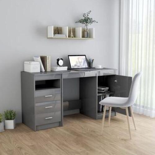 Skrivebord 140x50x76 cm spånplade grå højglans