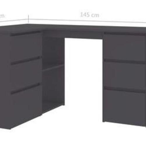 Hjørneskrivebord 145x100x76 cm spånplade grå