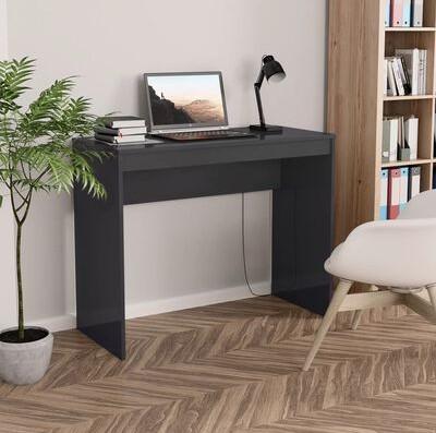 Skrivebord 90x40x72 cm konstrueret træ grå højglans