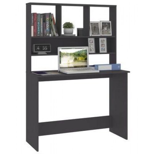 Skrivebord m. hylder 110x45x157 cm konstrueret træ grå