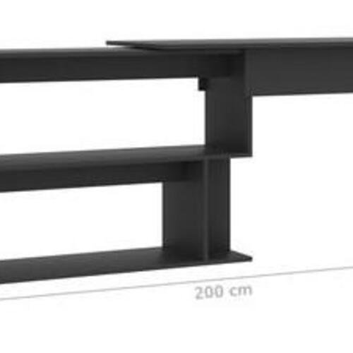 Skrivebord til hjørne 200x50x76 cm konstrueret træ grå