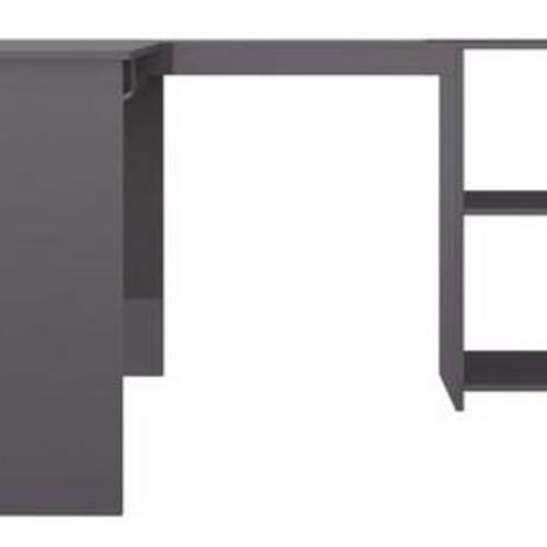 L-formet skrivebord 120x140x75 cm konstrueret træ grå højglans
