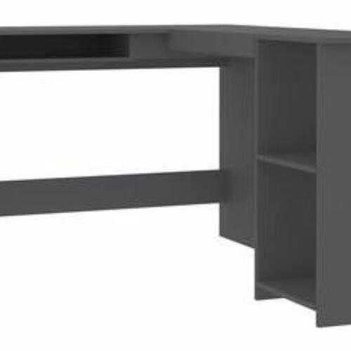 L-formet skrivebord 120x140x75 cm konstrueret træ grå