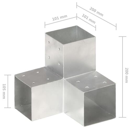 Stolpebeslag Y-form 4 stk. 101x101 mm galvaniseret metal