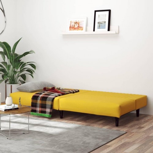 2-personers sovesofa fløjl gul
