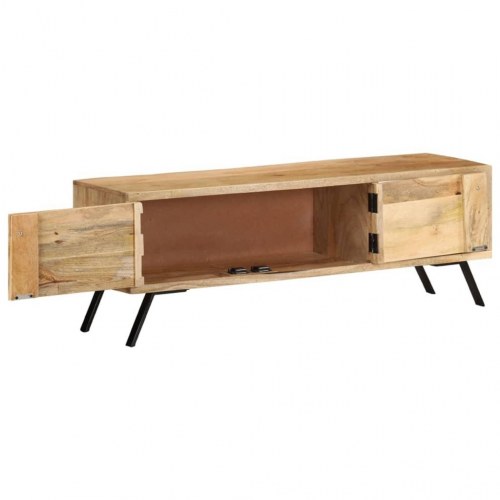 Tv-bord 110x30x40 cm i massivt mangotræ - naturlig, med opbevaring