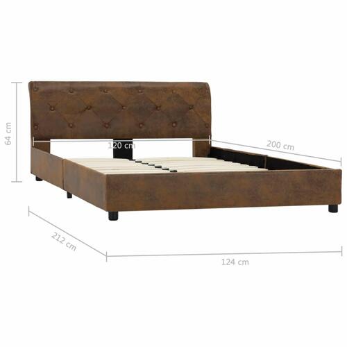 Sengestel 120 x 200 cm imiteret ruskind brun