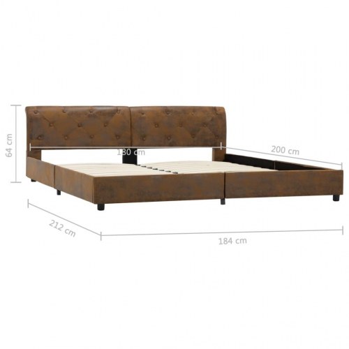 Sengestel 180 x 200 cm i imiteret ruskind - brun