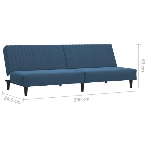 2-personers sovesofa fløjl blå