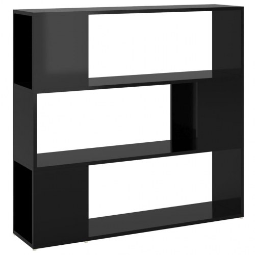 Bogskab/rumdeler 100x24x94 cm konstrueret træ sort højglans