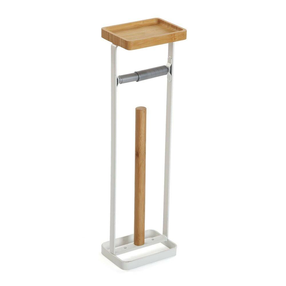 Toiletpapirholder Hvid Metal Plastik Bambus