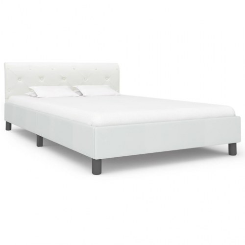Sengestel 140×200 cm i hvidt kunstlæder - elegant sengeramme