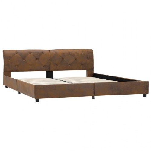Sengestel 160 × 200 cm i imiteret ruskind - brun