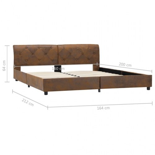 Sengestel 160 × 200 cm i imiteret ruskind - brun