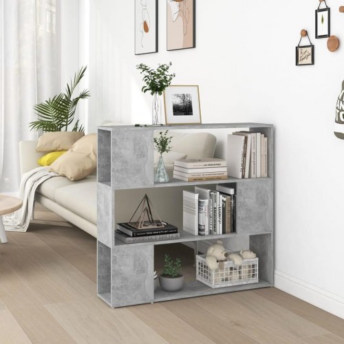 Bogreol/rumdeler 100×24×94 cm - konstrueret træ, betongrå
