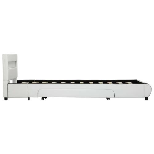 Sengestel med LED 90 x 200 cm kunstlæder hvid