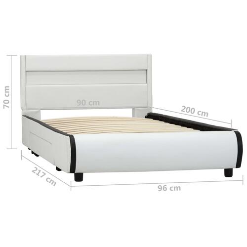 Sengestel med LED 90 x 200 cm kunstlæder hvid