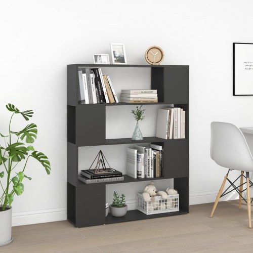 Bogskab/rumdeler 100x24x124 cm konstrueret træ grå