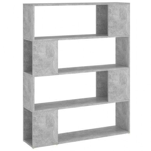 Bogreol/rumdeler 100×24×124 cm i konstrueret træ - betongrå