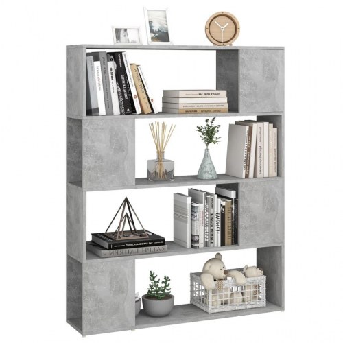 Bogreol/rumdeler 100×24×124 cm i konstrueret træ - betongrå